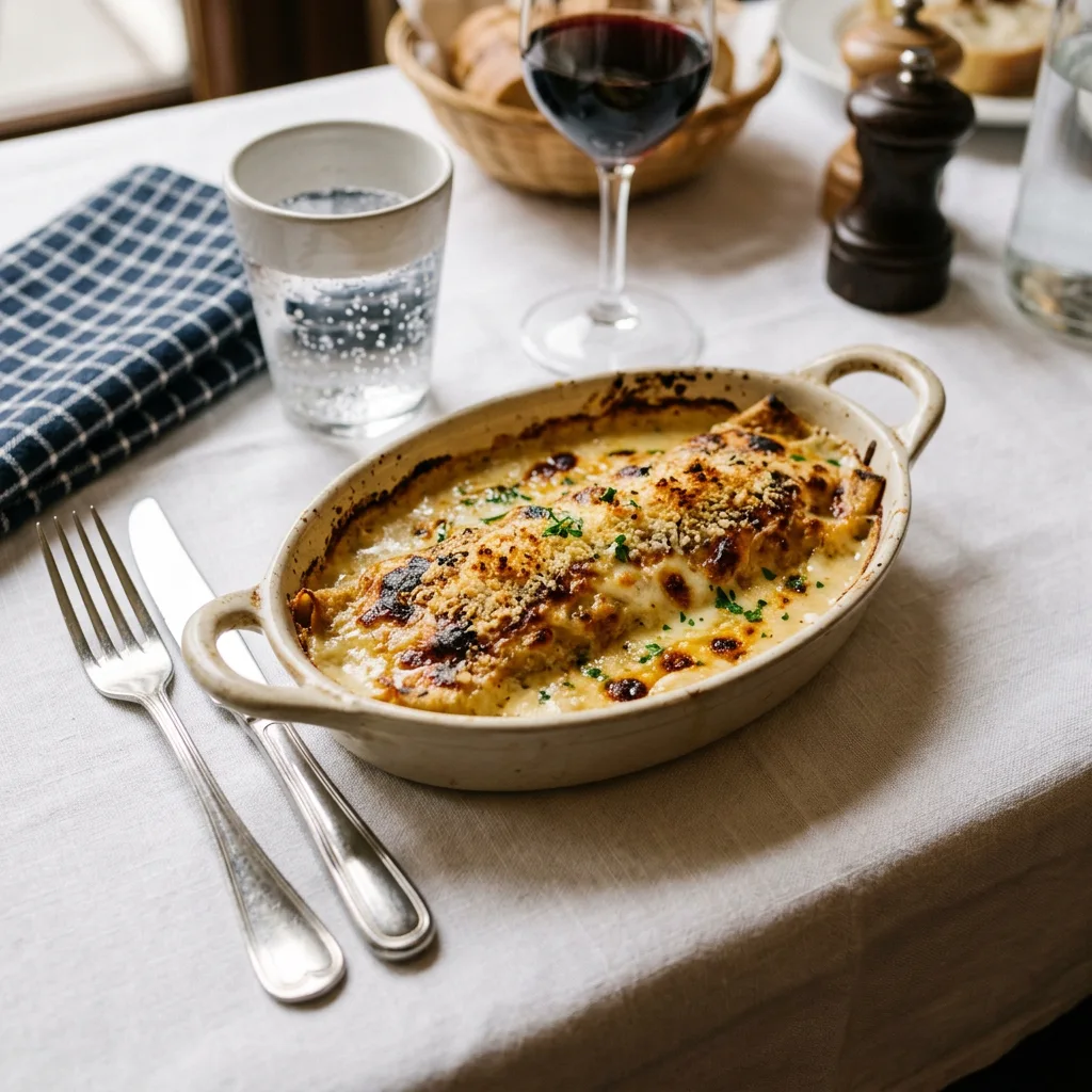 Ficelle picarde traditionnelle gratinée au Restaurant Le 31 à Amiens