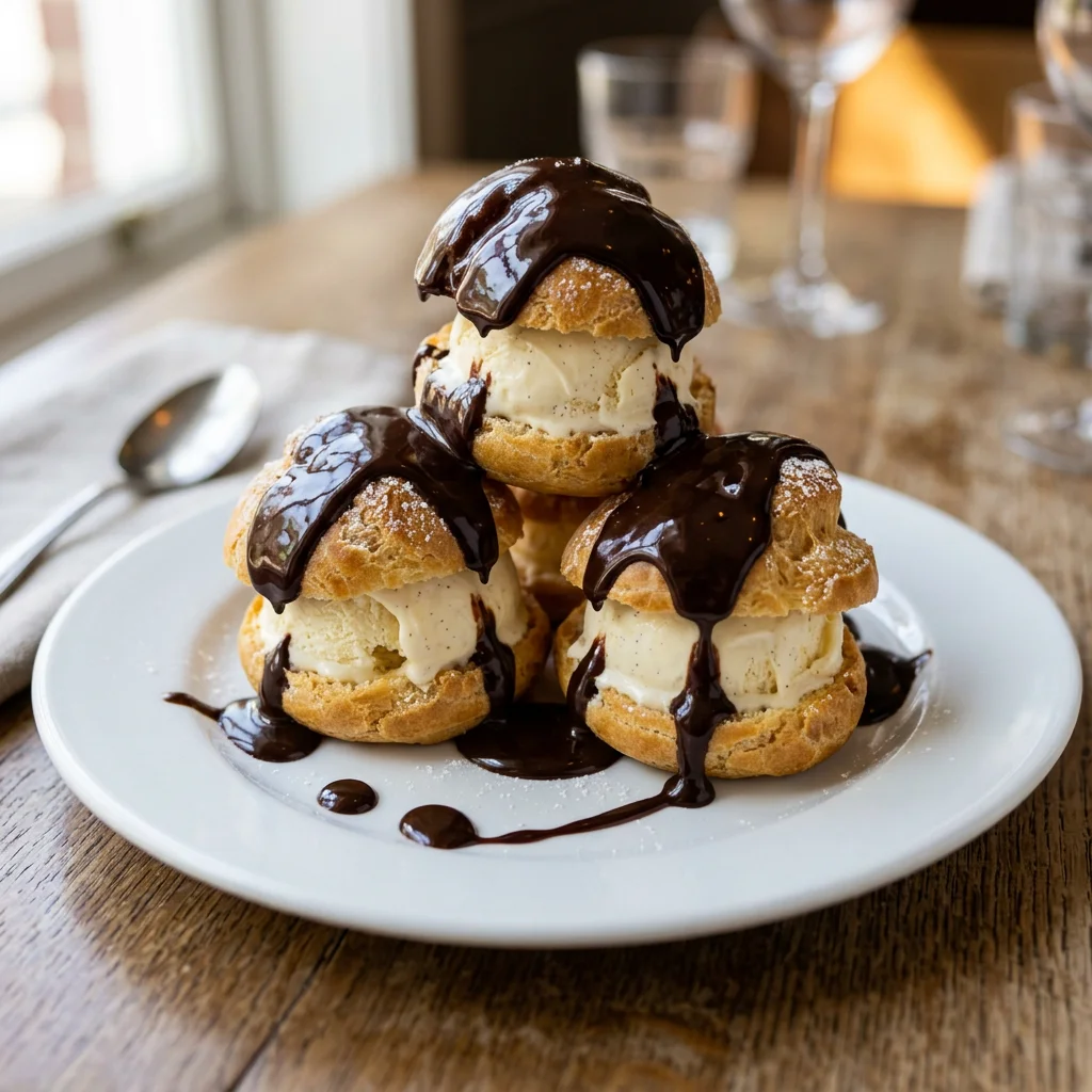 Profiteroles au chocolat maison dessert signature du Restaurant Le 31 Amiens
