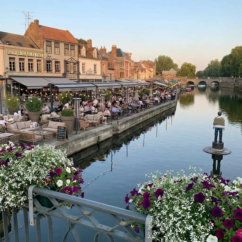 Terrasse du Restaurant Le 31 au bord de l'eau sur le Quai Bélu à Amiens